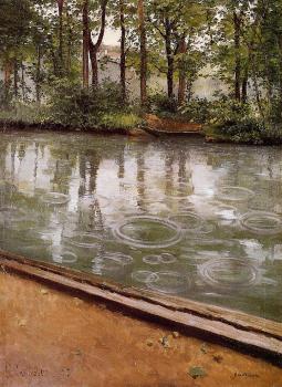 Gustave Caillebotte : The Yerres Rain aka Riverbank in the Rain